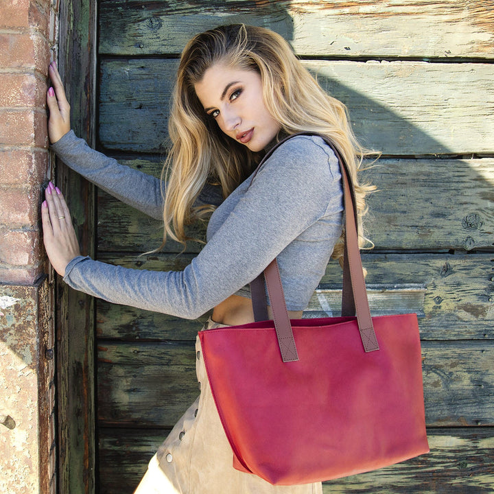 Short and Sweet Genuine Leather Tote Bag