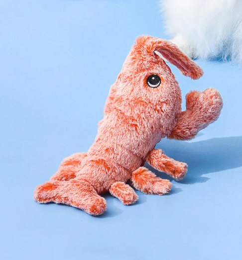 Electric Jumping Shrimp Cat Toy – USB Rechargeable Plush Interactive Pet Toy with Touch & Swing Modes