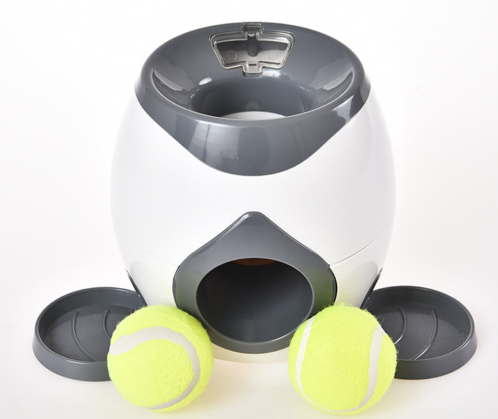 Interactive Dog Tennis Ball Launcher & Treat Dispenser – Automatic Fetch & Puzzle Toy
