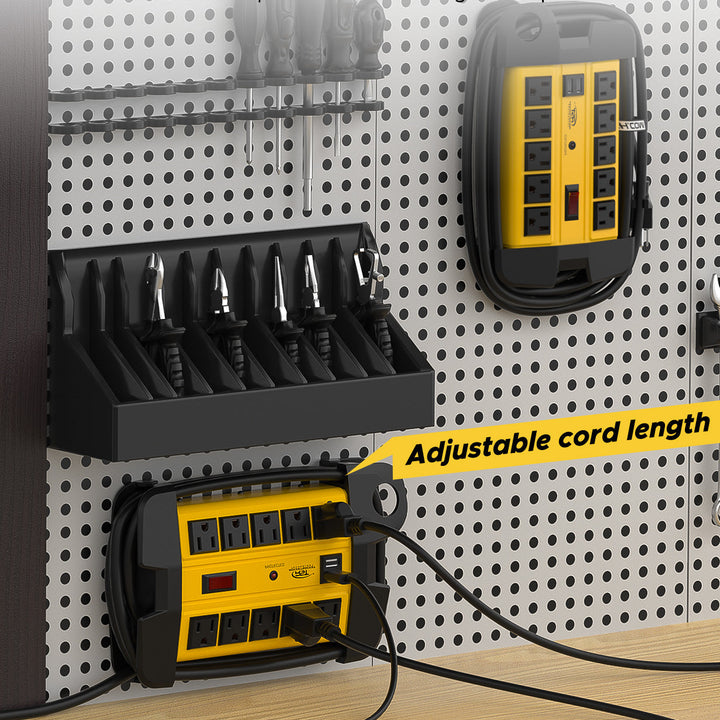 CRST 10-Outlet Metal Power Strip Surge Protector, 2800 Joules, 15ft with Cord Management