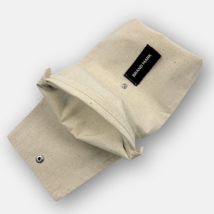 Small Cotton packaging pouch with leather