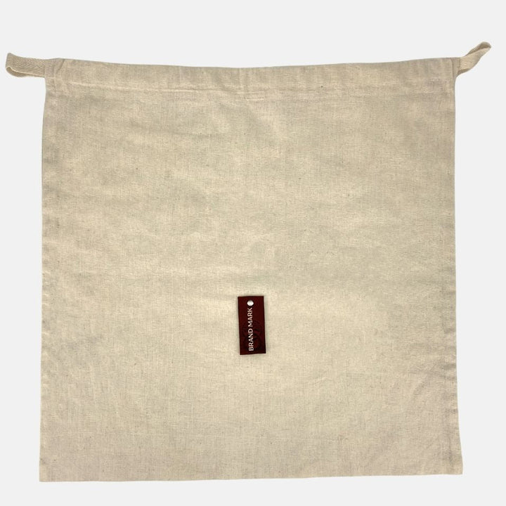 Medium Cotton Drawstring Pouch with leather