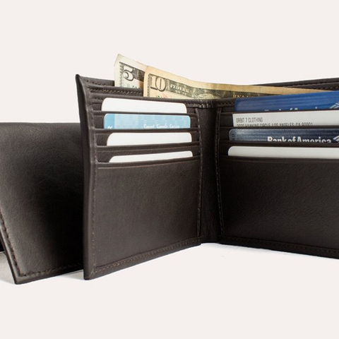 Glove-Tanned Cowhide Leather Bifold Wallet with Triple ID Window