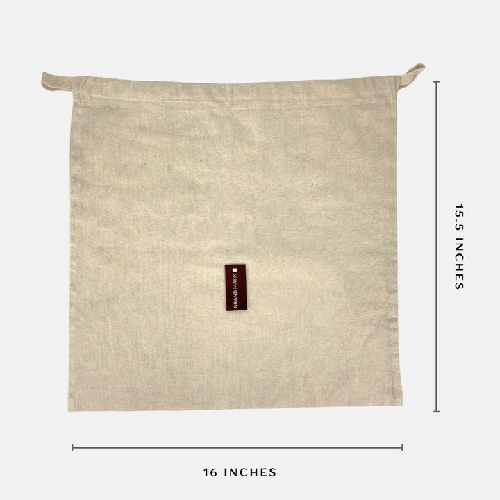 Medium Cotton Drawstring Pouch with leather