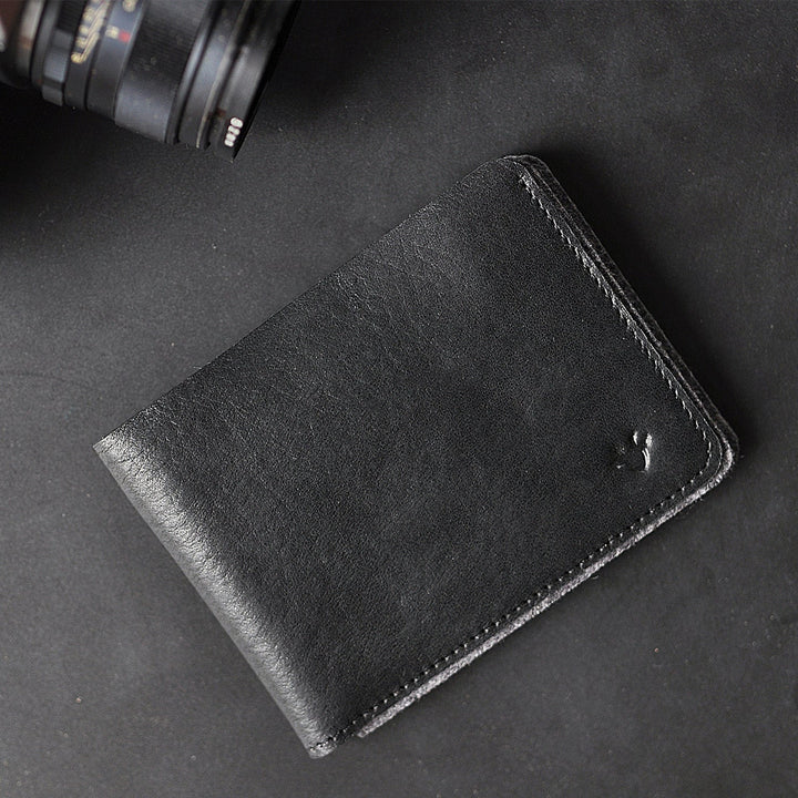 American Horween Leather & Wool Felt Dual Textured Wallet with 6 Card Slots