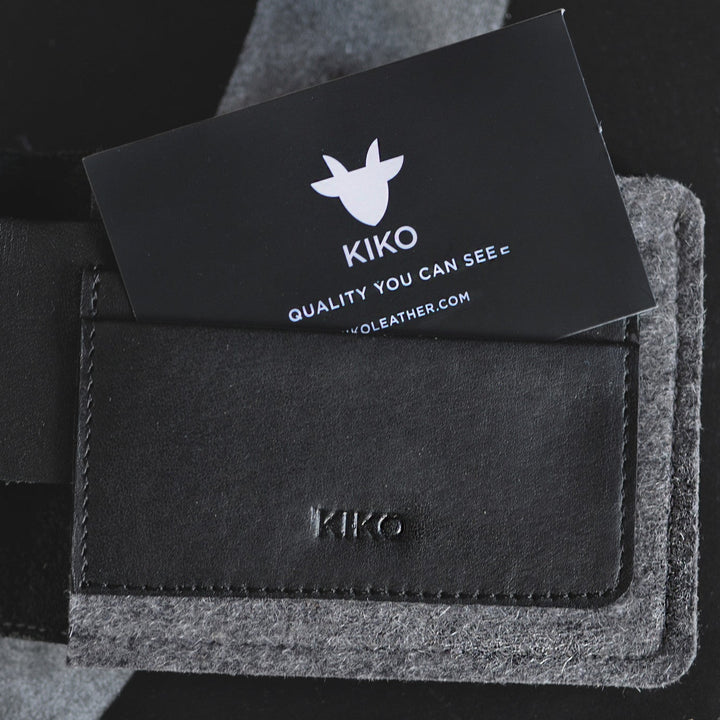 American Horween Leather & Wool Felt Dual Textured Wallet with 6 Card Slots