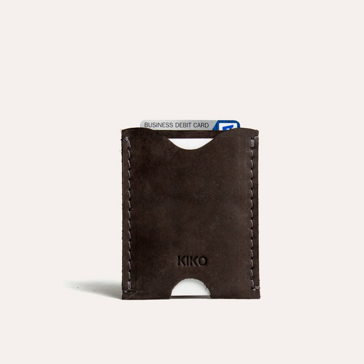 Handcrafted Cowhide Leather Double-Sided Card Case with Thumbhole
