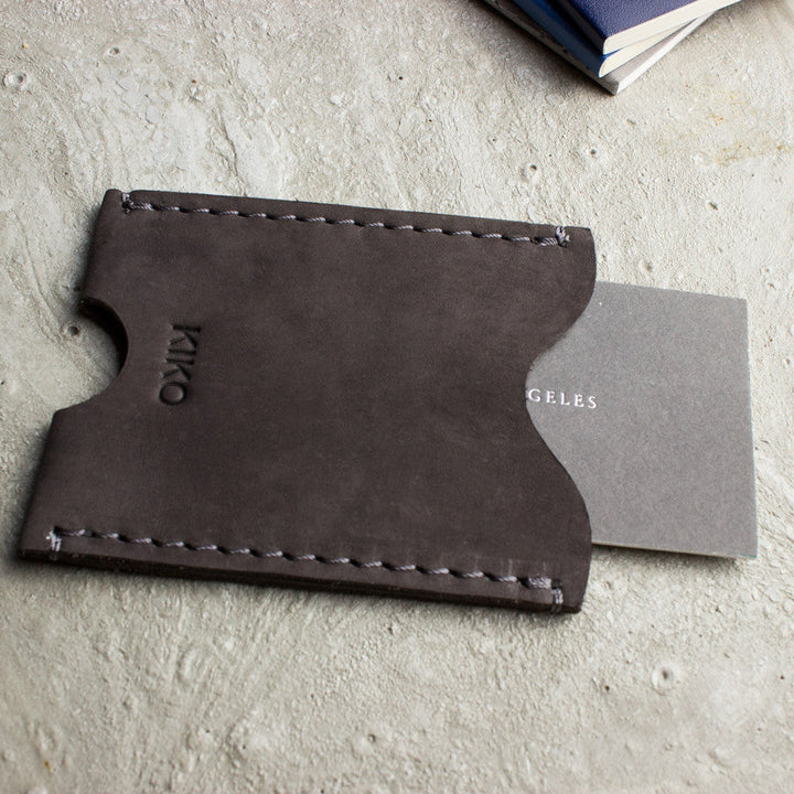 Handcrafted Cowhide Leather Double-Sided Card Case with Thumbhole