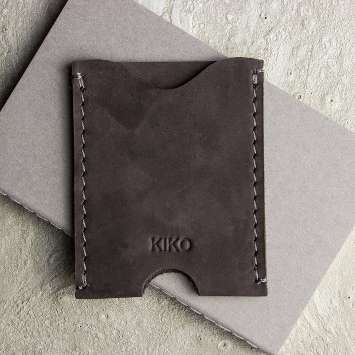 Handcrafted Cowhide Leather Double-Sided Card Case with Thumbhole