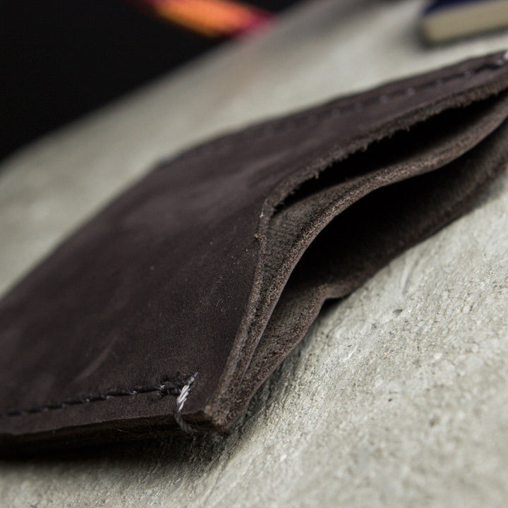 Handcrafted Cowhide Leather Double-Sided Card Case with Thumbhole