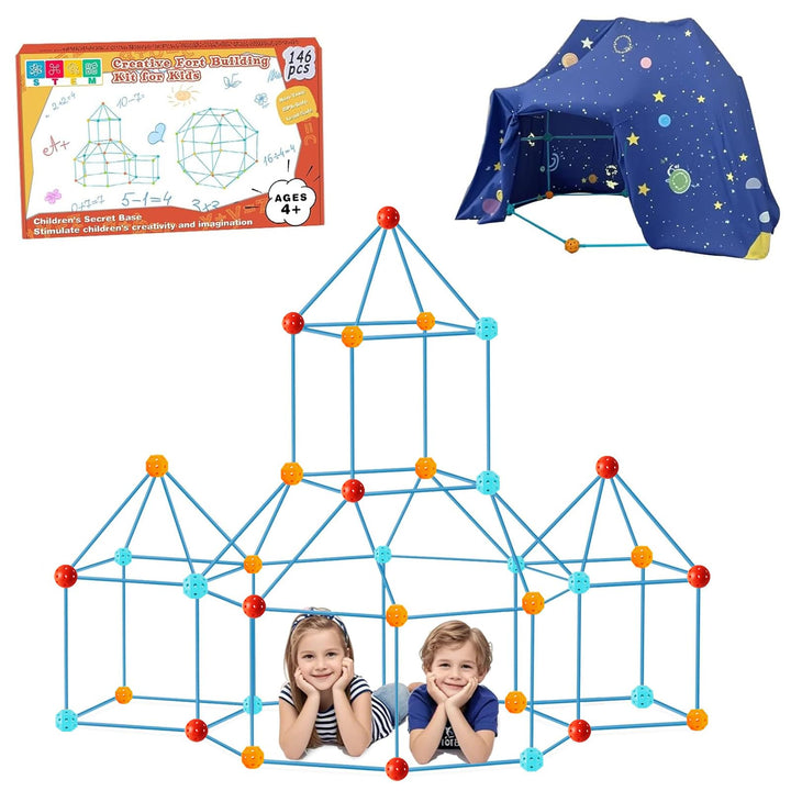 Fort Building Kit for Kids146 Pieces Fort STEM Building Toys Creative Play Tent for Boys & Girls Ages 4+ Kids Fort Building Set Create Tents Castles Tunnels Rockets & More