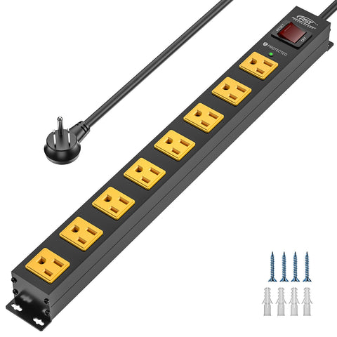 CRST 8-Outlet Metal Surge Protector, 2100J, 6FT Flat Plug Cord