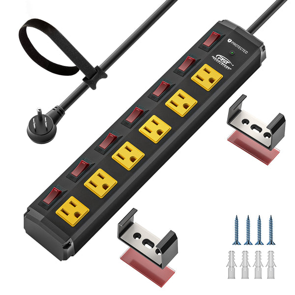 CRST 6-Outlet Metal Power Strip with Individual Switches
