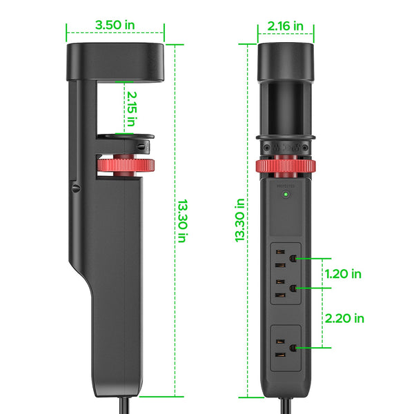 CRST Desk Clamp Power Strip | 3 Outlets + 3 USB (20W USB-C PD), 1020J Surge Protector