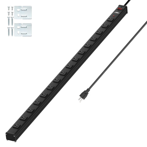 16-Outlet Metal Surge Protector, 1800J, 15ft Cord