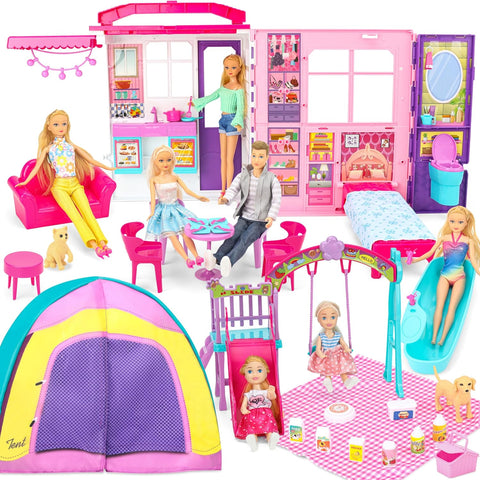 Portable Foldable Dollhouse Playset