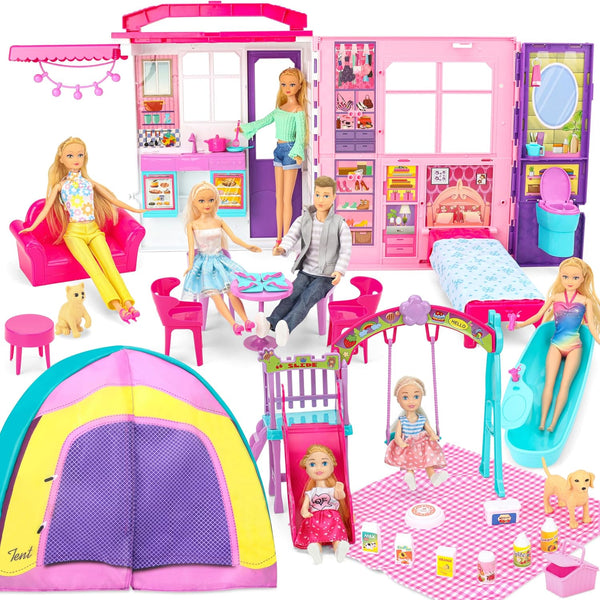 Portable Foldable Dollhouse Playset