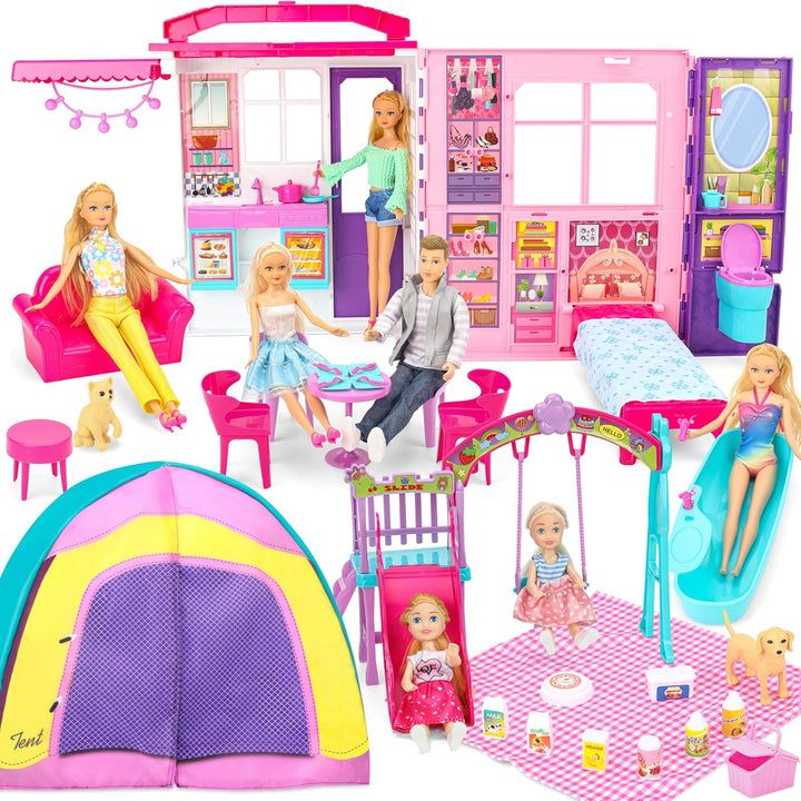 Portable Foldable Dollhouse Playset