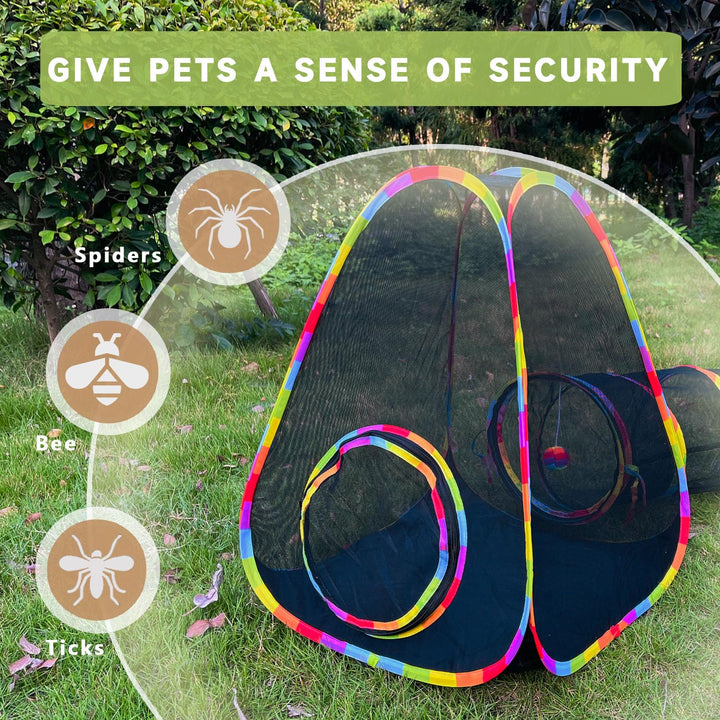 Outdoor Cat Enclosure with Tunnel & Play Cubes
