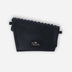 Black leather trifold wallet with Eco Nook logo patch on front, handcrafted design