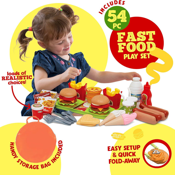 Kids Food Truck Play Tent with 54-Piece Food Set