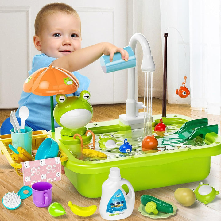 Kids Play Sink with Running Water & Fishing Game