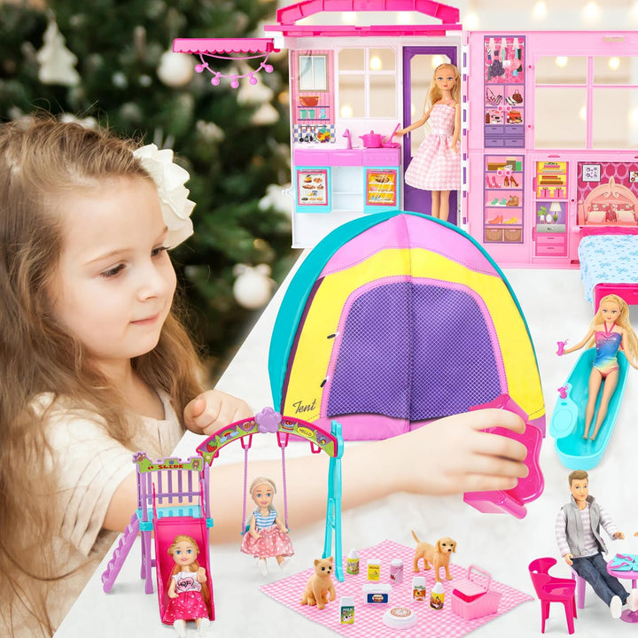 Portable Foldable Dollhouse Playset