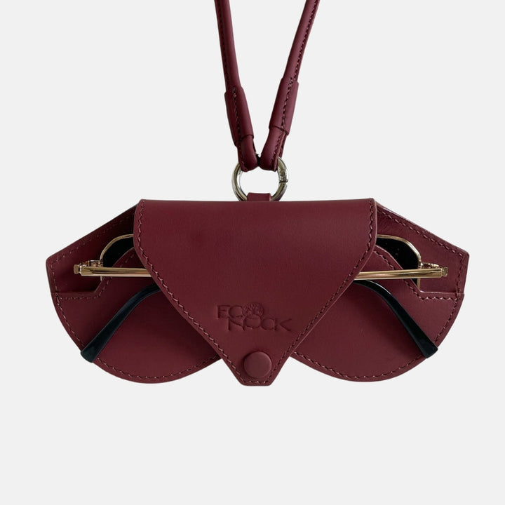 Designer leather Eyewear case Sunglass case Red Burgundy
