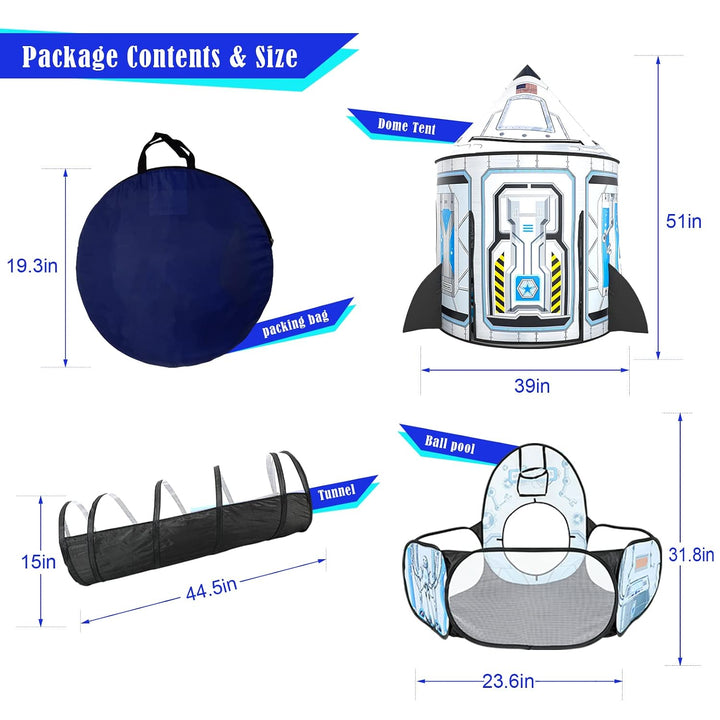 3-in-1 Kids Play Tent, Ball Pit & Crawl Tunnel