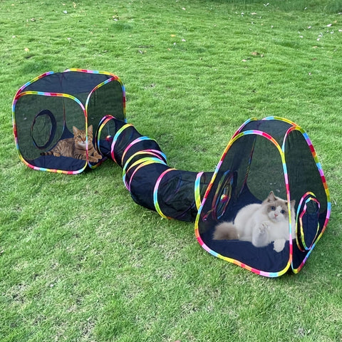 Outdoor Cat Enclosures Cat Tunnels Tents Cubes for Indoor Cats with Play Ball Collapsible Outside Playpen Tunnel for Kitty Rabbit Puppy and Small Animals