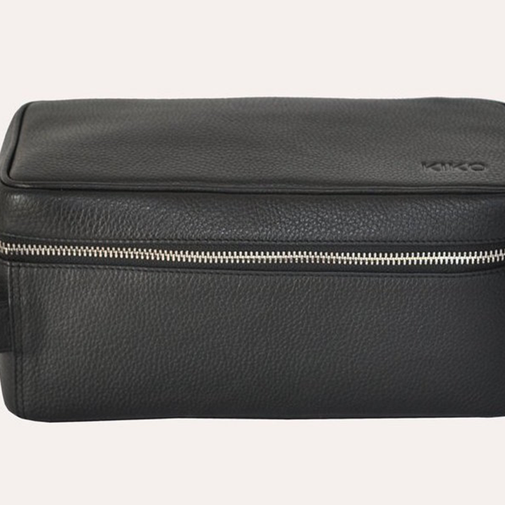 Premium Leather Dopp Kit with Zipped Netted Storage & Carrying Handle