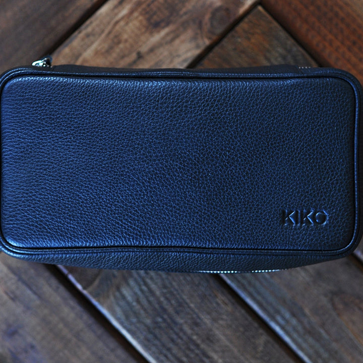 Premium Leather Dopp Kit with Zipped Netted Storage & Carrying Handle