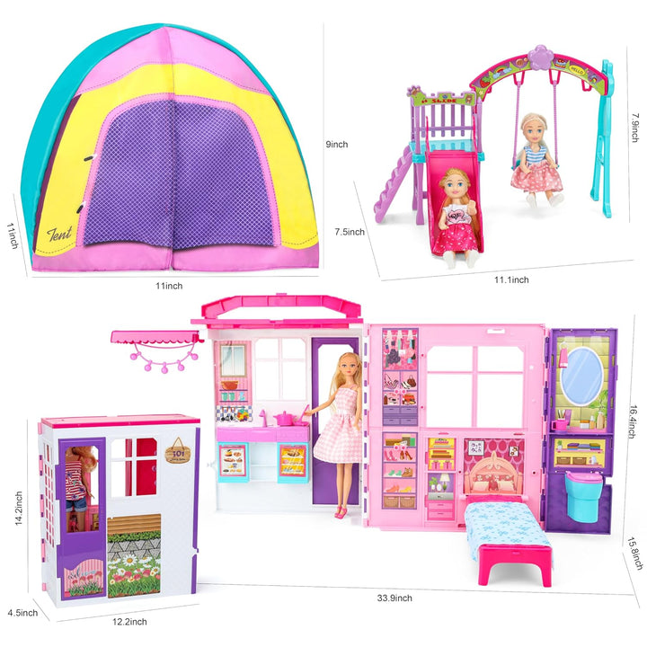 Portable Foldable Dollhouse Playset