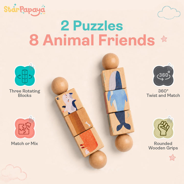 Kids Handbell Wooden Animal Puzzle