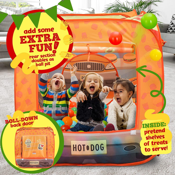 Kids Food Truck Play Tent with 54-Piece Food Set