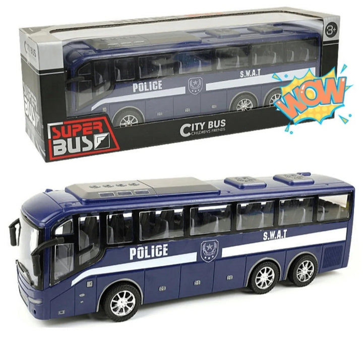 AUTERCO 12.5" School Bus Toy for Toddlers 1/16 Scale Die Cast Plastic Inertia City Bus Toy Baby Bus Cars Model Toy Vehicles for Kid Great Play Bus Game for Boys Girls Children Ages 3+