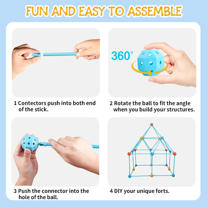 146-Piece Kids Fort Building Kit STEM