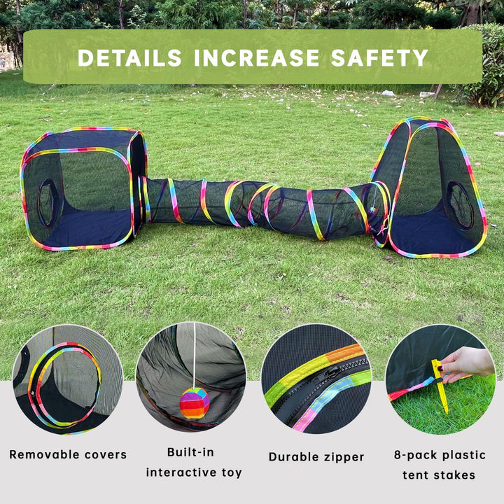 Outdoor Cat Enclosure with Tunnel & Play Cubes