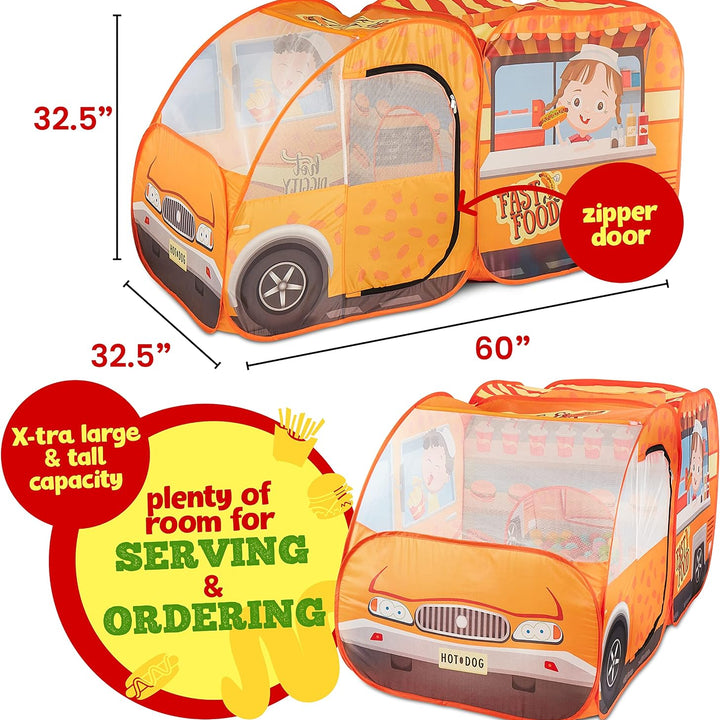 Kids Food Truck Play Tent with 54-Piece Food Set