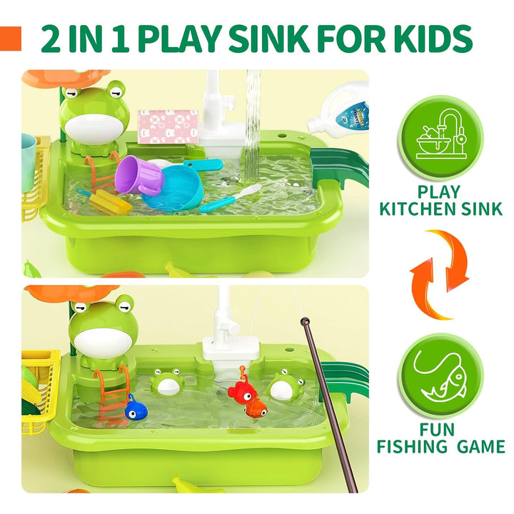 Kids Play Sink with Running Water & Fishing Game