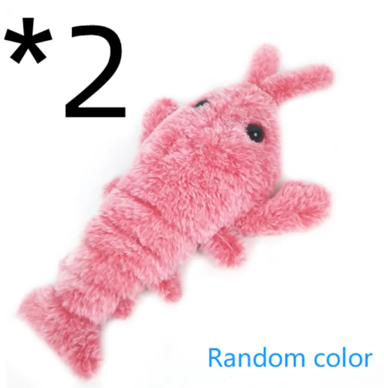 Electric Jumping Shrimp Cat Toy – USB Rechargeable Plush Interactive Pet Toy with Touch & Swing Modes