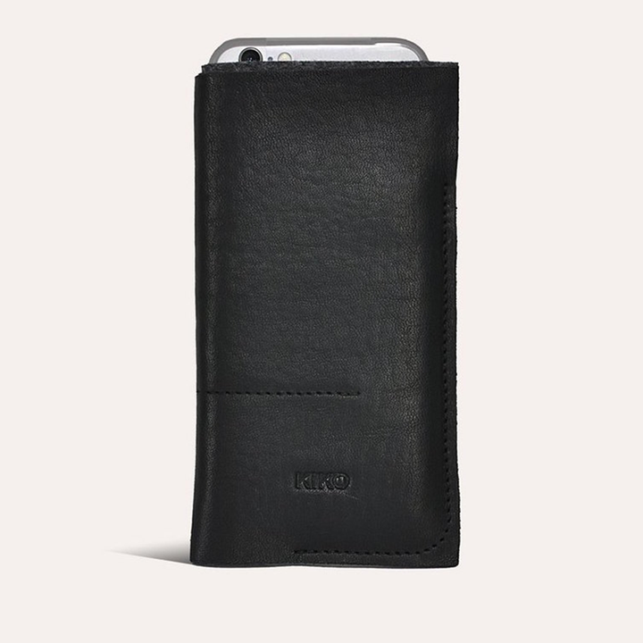 Handcrafted American Horween Leather & Wool Felt iPhone Wrap with Card & Cash Slots