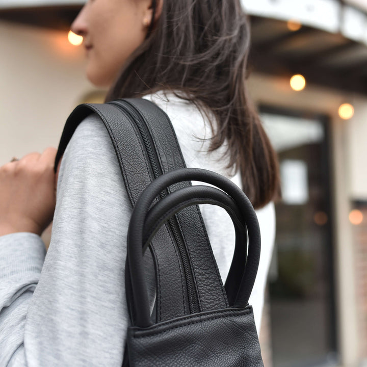 Convertible Leather Sling N Go Bag with Backpack & Shoulder Carrying Options