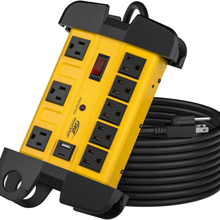 CRST 8-Outlet Heavy Duty Metal Power Strip | USB-C, 1350J Surge, ETL Listed