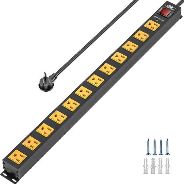 12-Outlet Metal Surge Protector, 2100J, Mountable