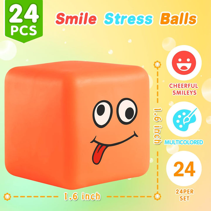 24-Pack Mini Smile Face Stress Balls