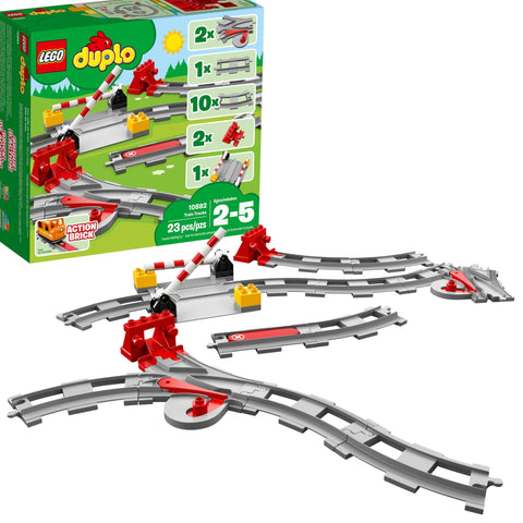 LEGO DUPLO Town Train Tracks Expansion Set 10882 - Building Block Railway Toys for Toddlers Duplo Train Collection Learning Through Play Kid-Friendly Gifts for Boys and Girls Ages 2-5