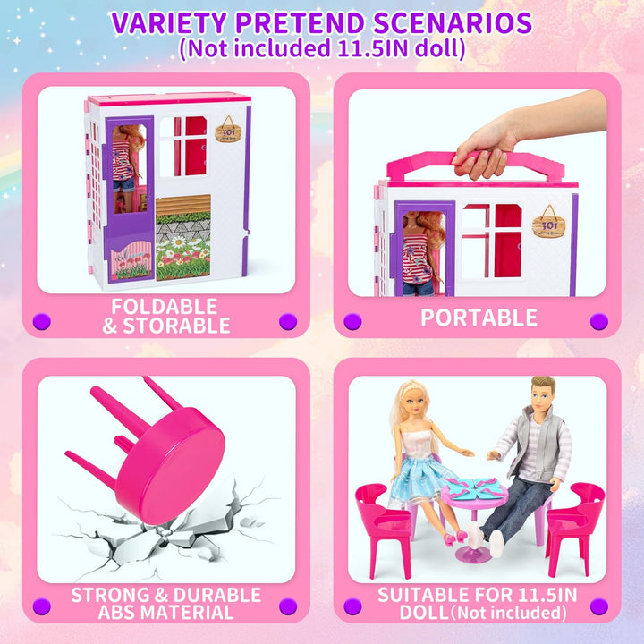 Portable Foldable Dollhouse Playset