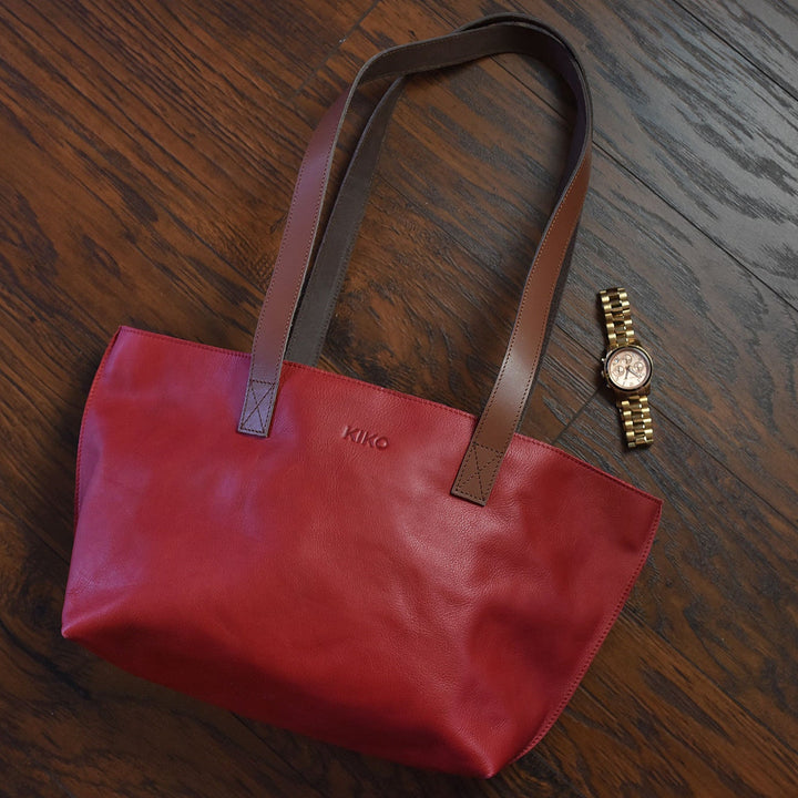 Short and Sweet Genuine Leather Tote Bag