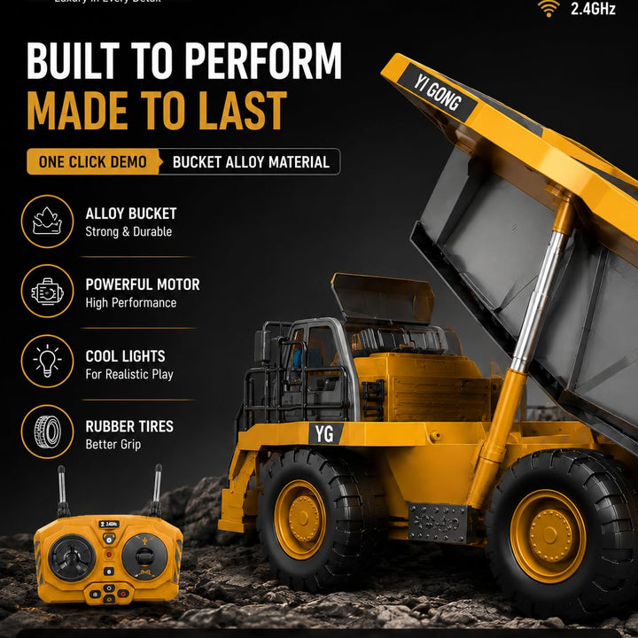 RC Dump Truck – Construction Vehicle with Metal Bed